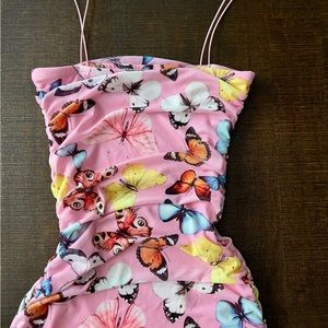Fashion Nova Butterfly Mini Dress Pink/Combo